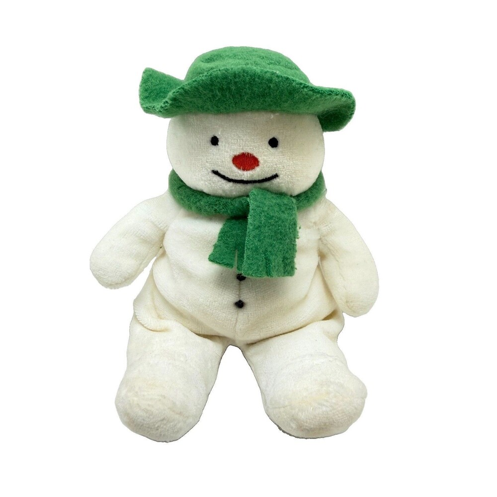 Vintage Eden The Snowman 8” Stuffed Plush Raymond Briggs Green Hat Scarf Mini